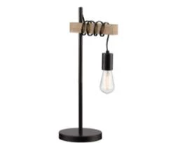 Black Iron Rod Wooden Lamp